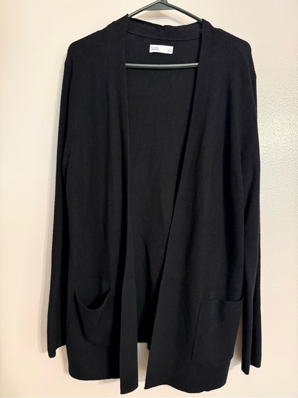 croft & barrow Black Open-Front Pocket Cardigan